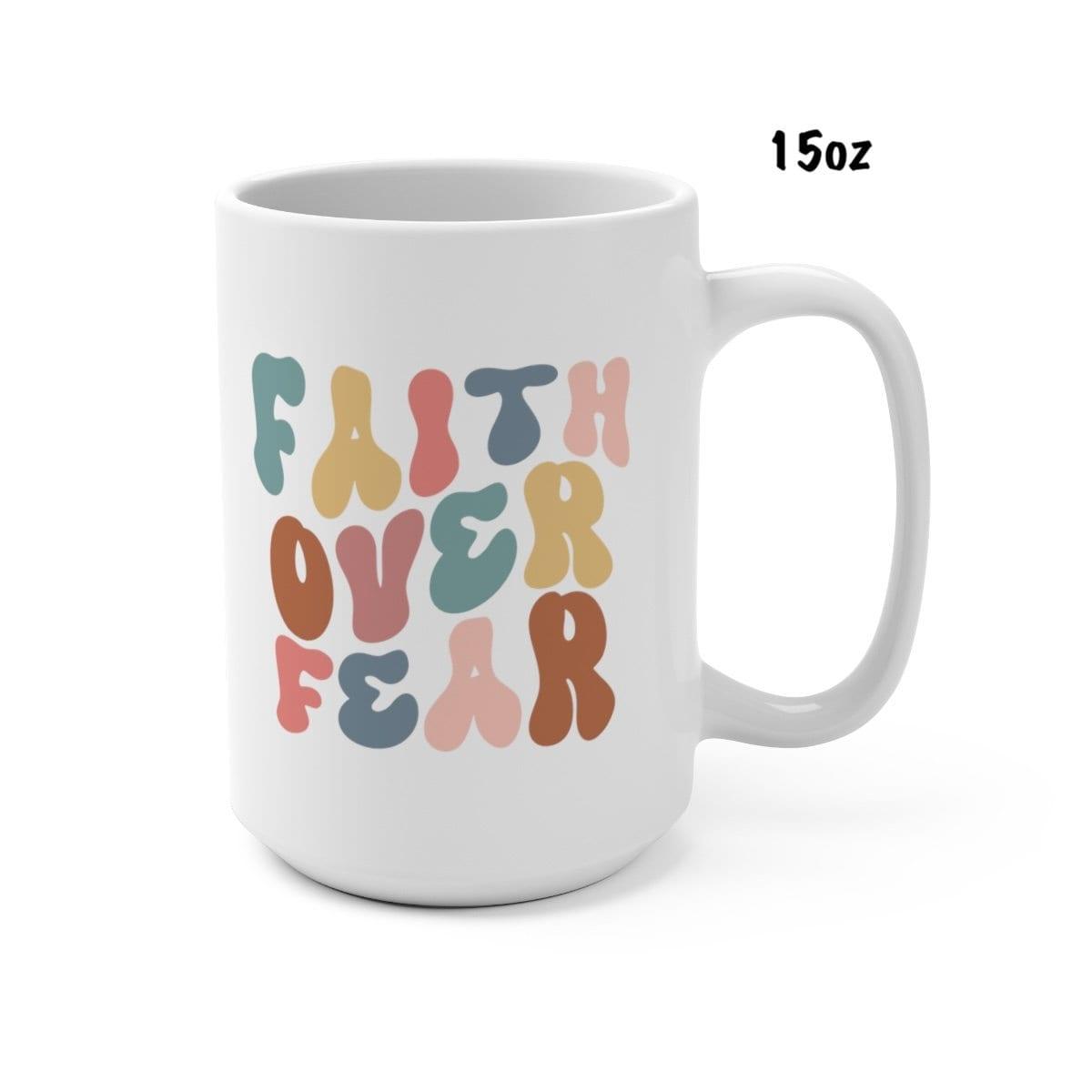 Faith Over Fear Retro Coffee Mug 15oz size