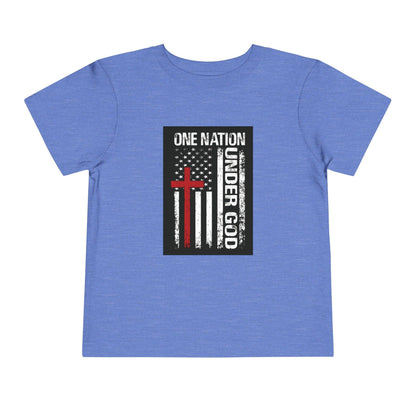 One Nation Under God Flag Toddler T-Shirt heather Columbia blue