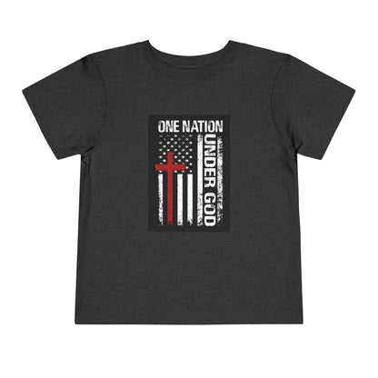 One Nation Under God Flag Toddler T-Shirt dark heather gray