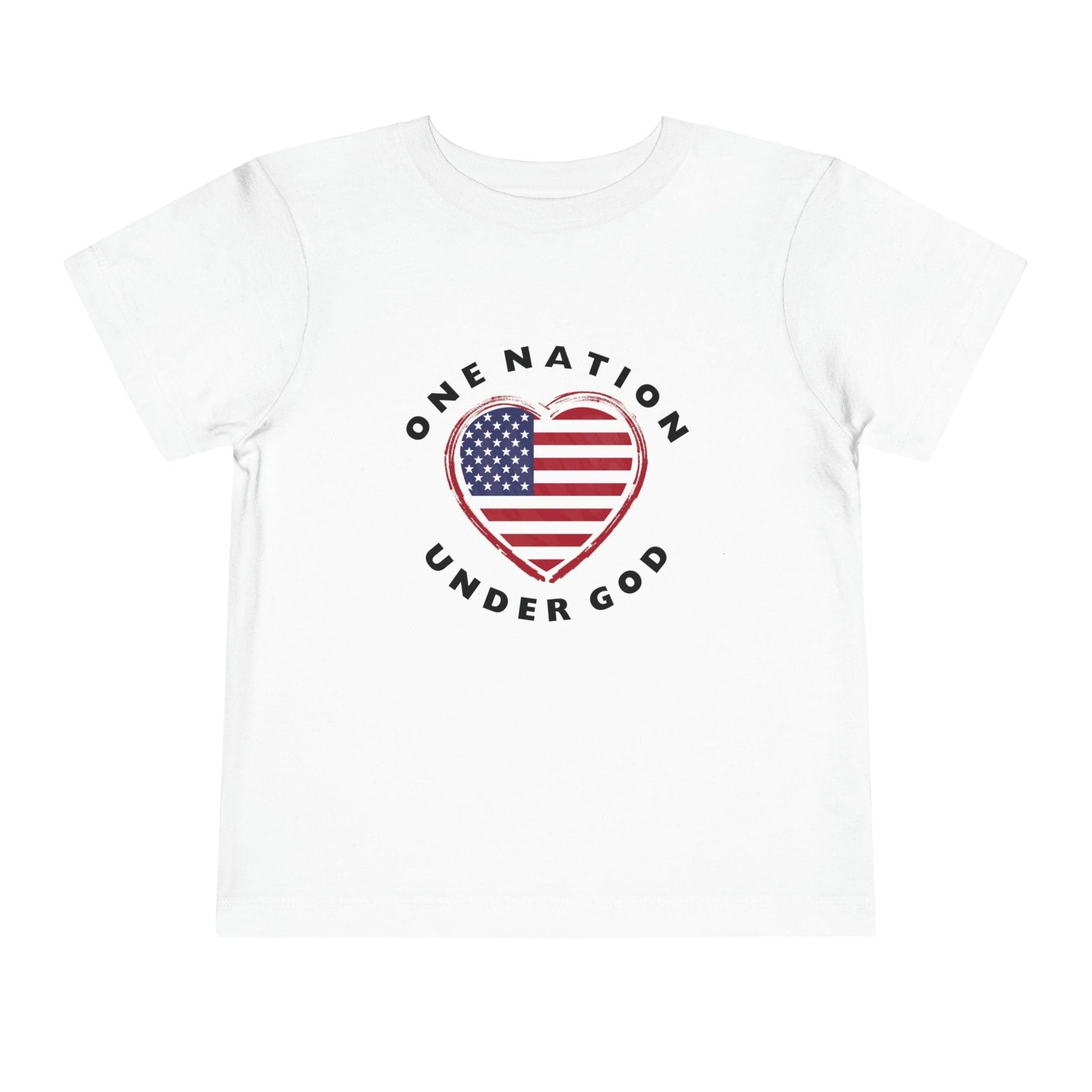 One Nation Under God Flag Heart Toddler T-Shirt white