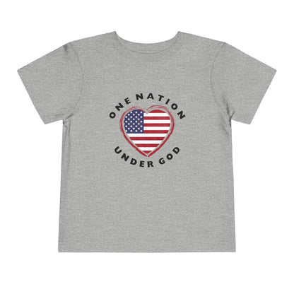 One Nation Under God Flag Heart Toddler T-Shirt heather