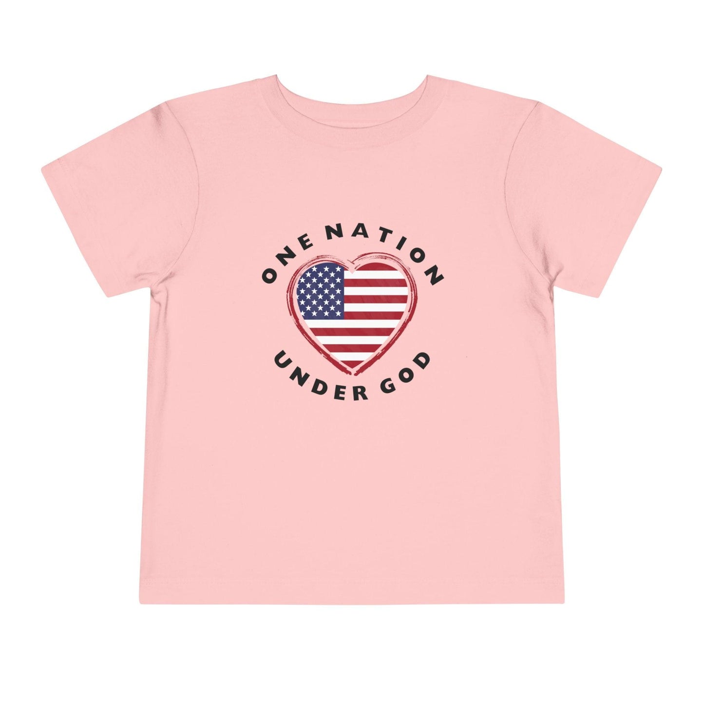 One Nation Under God Flag Heart Toddler T-Shirt pink