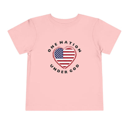 One Nation Under God Flag Heart Toddler T-Shirt pink