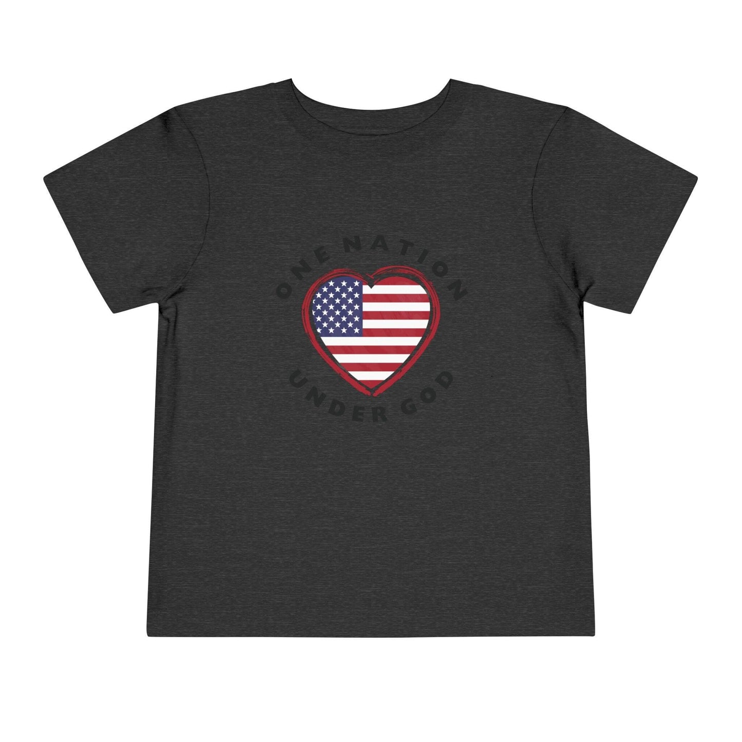 One Nation Under God Flag Heart Toddler T-Shirt dark heather gray