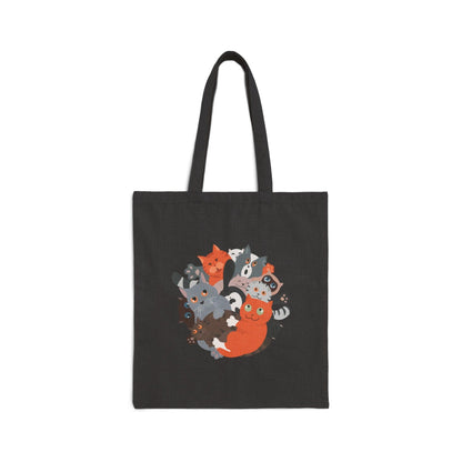 Cats Hanging Out Canvas Tote Bag black