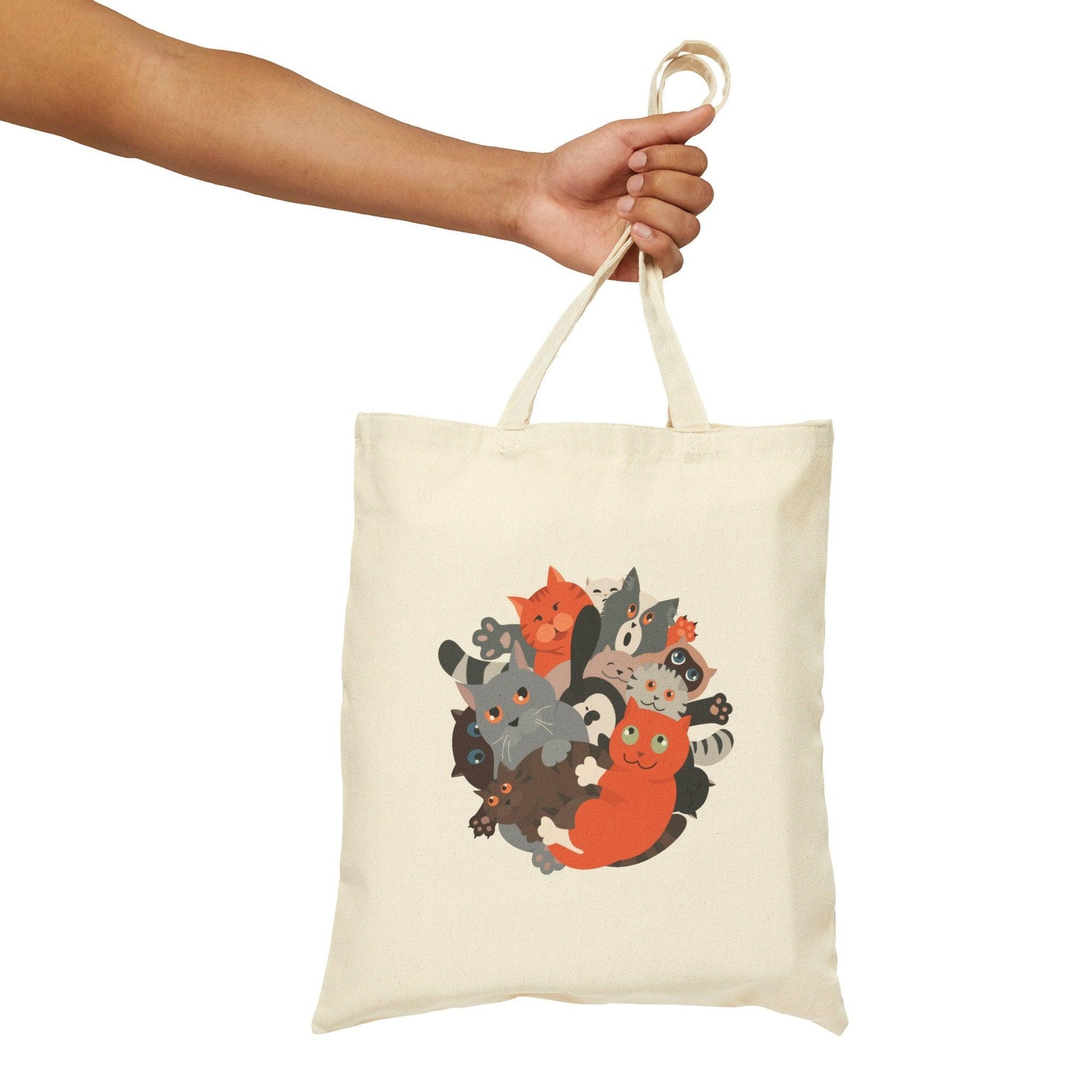 Cats Hanging Out Canvas Tote Bag holding bag