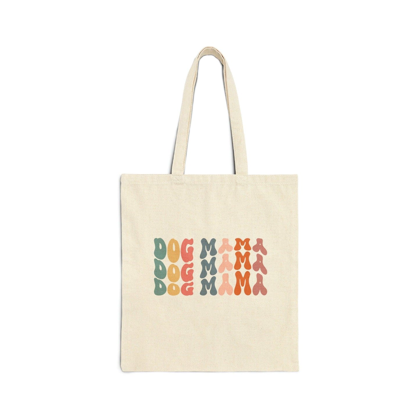 Dog Mama Wavy Canvas Tote Bag natural