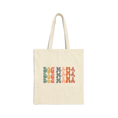 Dog Mama Wavy Canvas Tote Bag natural