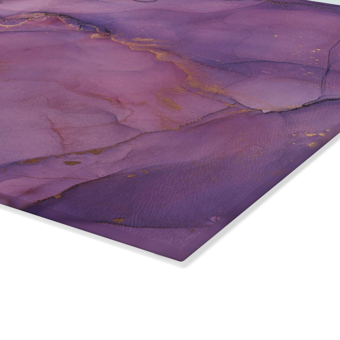 Purple Marble Design Glass Cutting Board corner shot