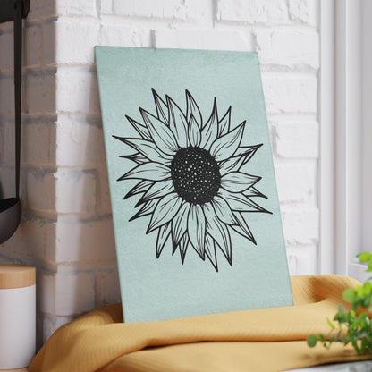 Sunflower Glass Cutting Board against wall vertical