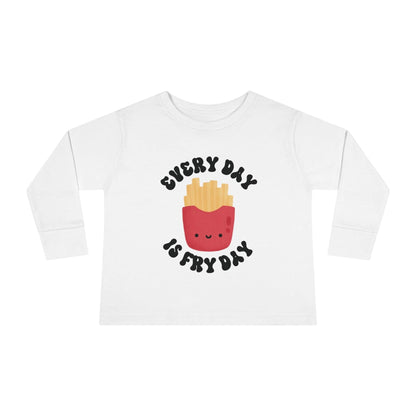 Every Day Is Fry Day Toddler Long Sleeve Shirt white